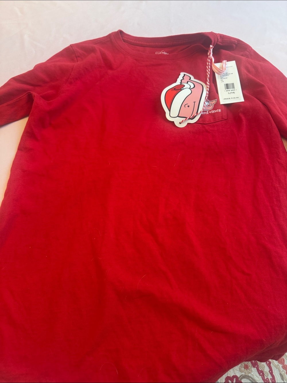 Vineyard Vines Kids Holiday Red Long-Sleeve Pocket Tee